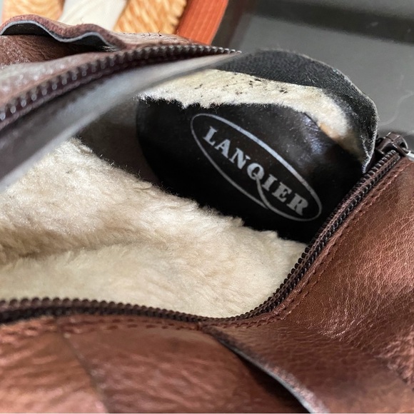 👢 LANQIER BROWN EDGY BUCKLE CHUNKY HEEL BOOTIES! - Picture 11 of 16